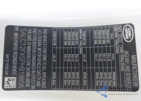 2023 Land Rover Discovery Sport S R-Dynamic from USA, damaged, VIN SALCT2FX5PH919856